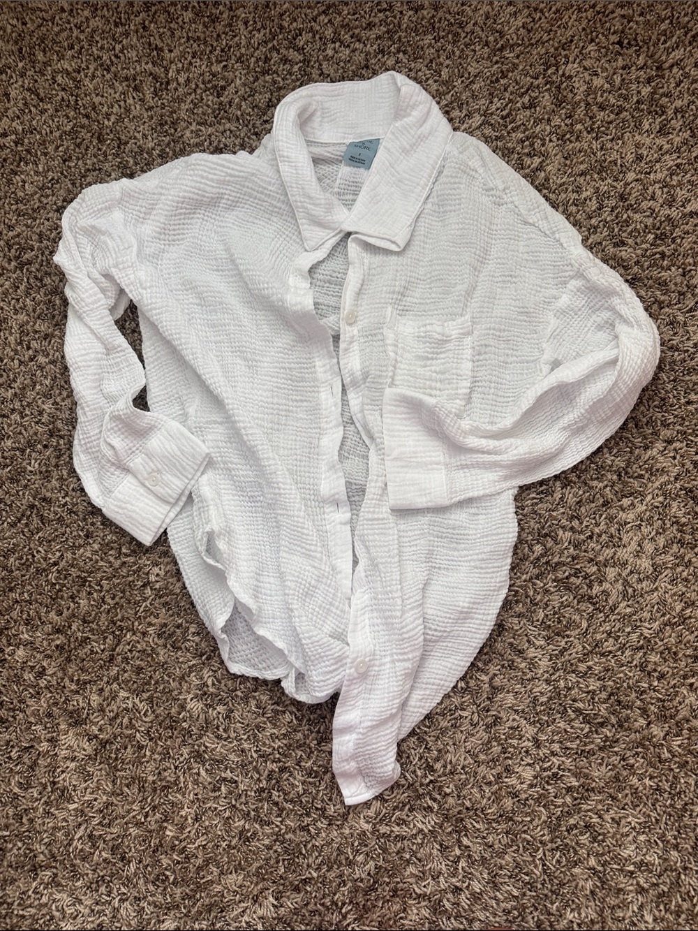 White Textured bathing suit cover up Shirt